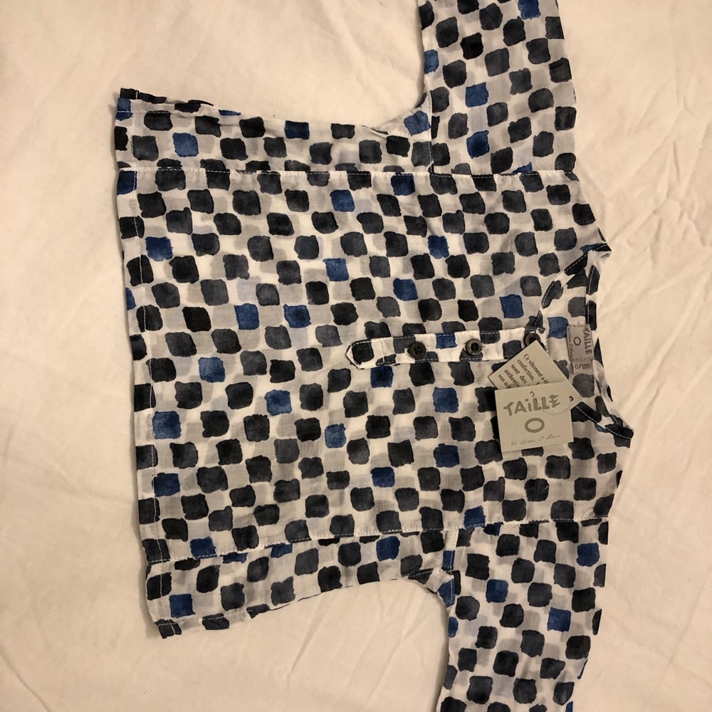 Newborn blue/black/white boxes shirt- new, Tags